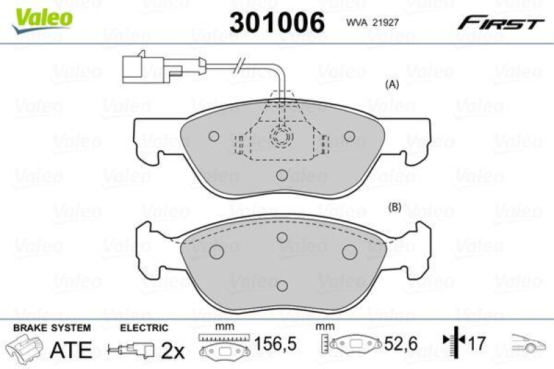 VALEO Bremsbelagsatz, Scheibenbremse ESSENTIAL 301006
