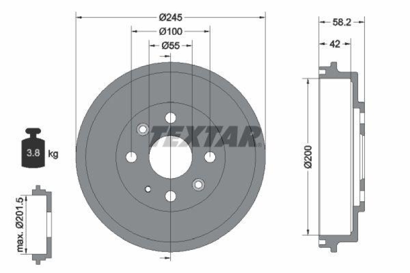 2x TEXTAR Bremstrommel
