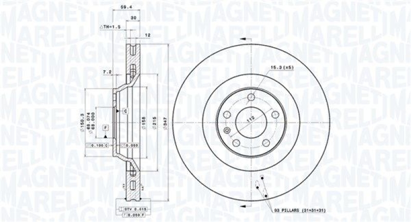 2x MAGNETI MARELLI Bremsscheibe