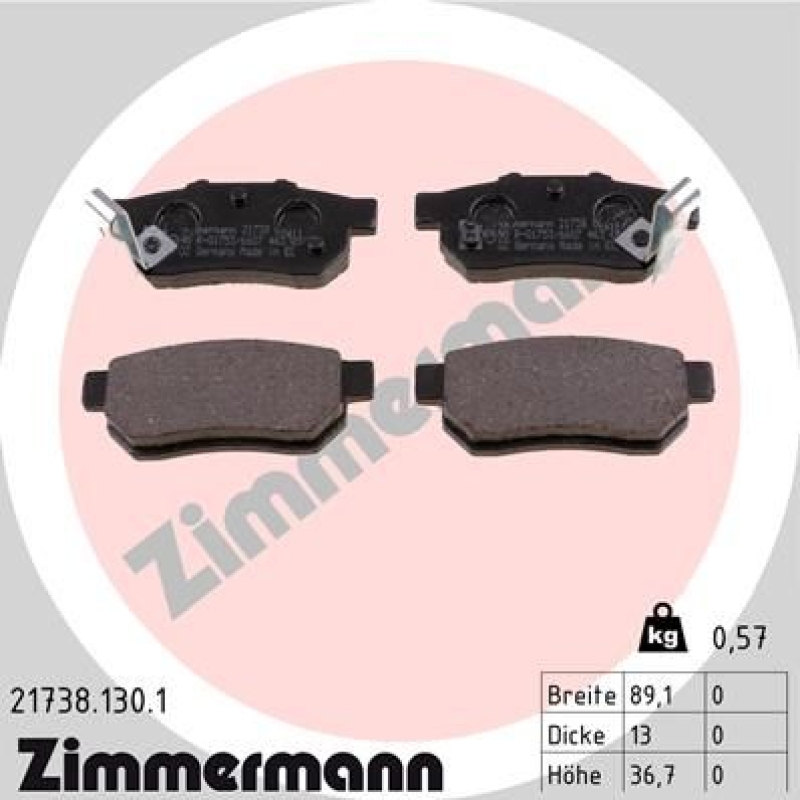 ZIMMERMANN Brake Pad Set, disc brake