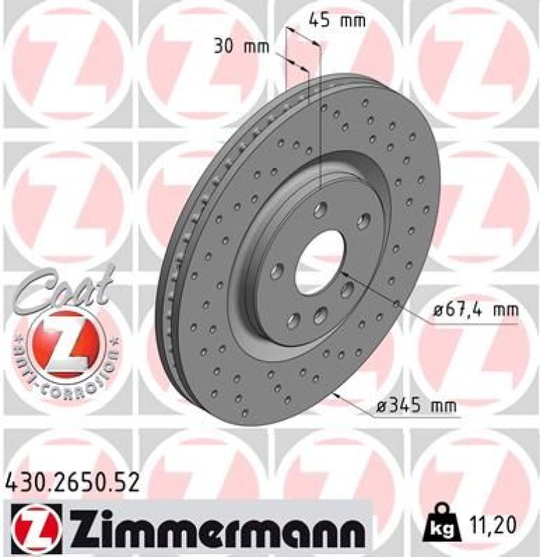 2x ZIMMERMANN Bremsscheibe SPORT COAT Z