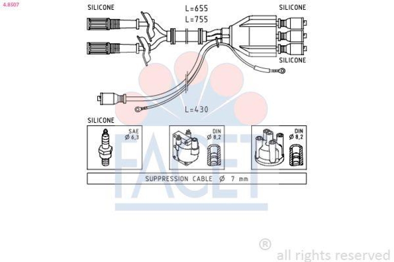 FACET Ignition Cable Kit Made in Italy - OE Equivalent