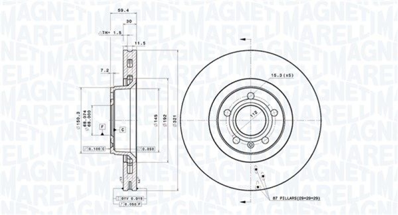 2x MAGNETI MARELLI Bremsscheibe