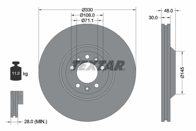 2x TEXTAR Bremsscheibe PRO