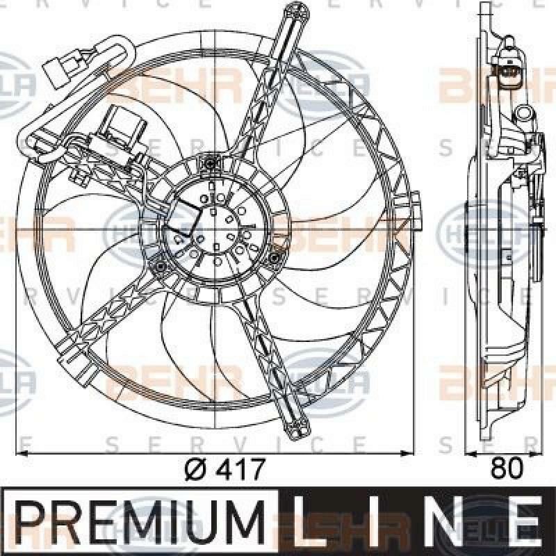 HELLA Fan, radiator BEHR HELLA SERVICE *** PREMIUM LINE ***