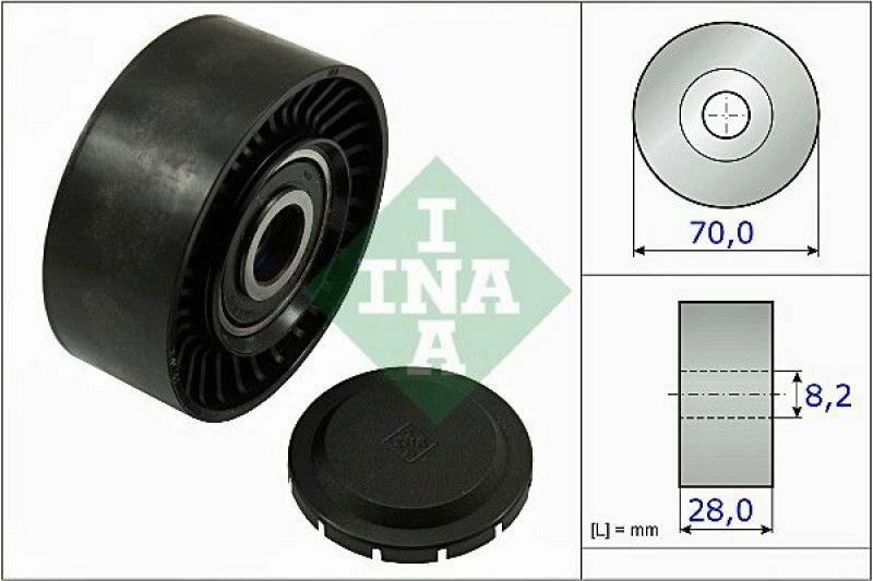 INA Deflection/Guide Pulley, v-ribbed belt
