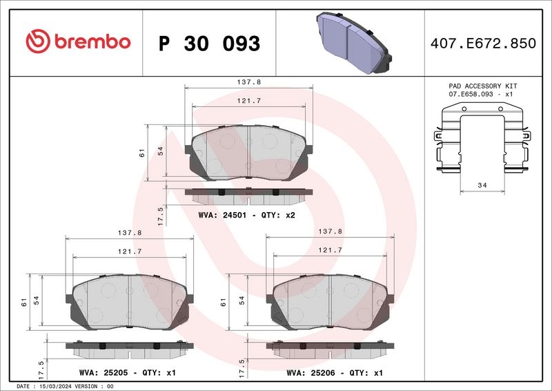 BREMBO Bremsbelagsatz, Scheibenbremse XTRA LINE