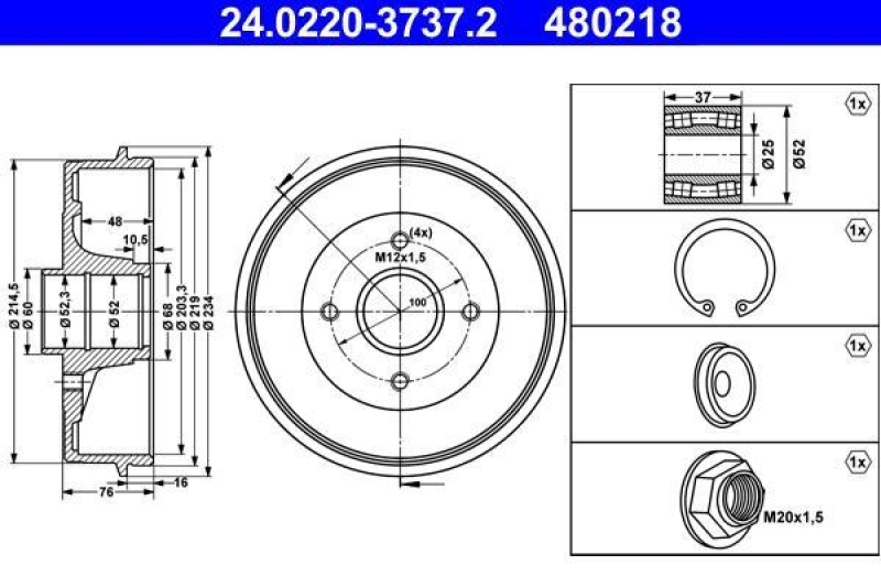 2x ATE Brake Drum