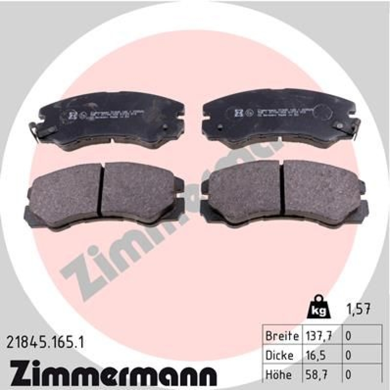 ZIMMERMANN Brake Pad Set, disc brake