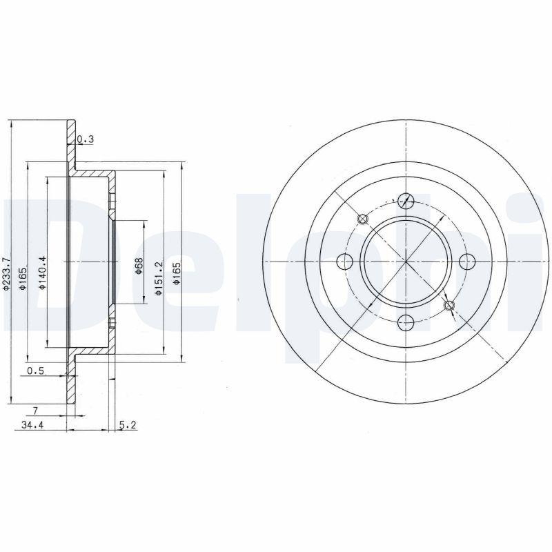 2x DELPHI Bremsscheibe BG3126