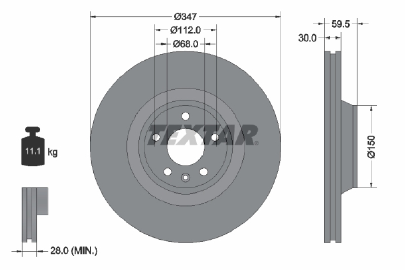 2x TEXTAR Bremsscheibe PRO+