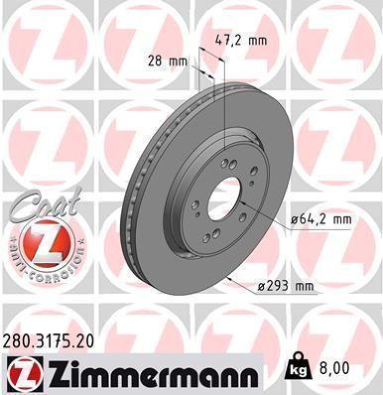 2x ZIMMERMANN Bremsscheiben Ø293mm + Beläge Vorne passend fü...
