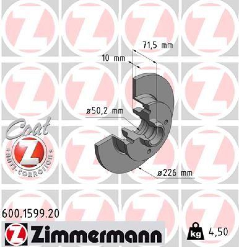 2x Zimmermann Bremsscheiben Coat Z Ø226mm Hinten passend für VW Golf 3 1H1 2 4 600.1599.20