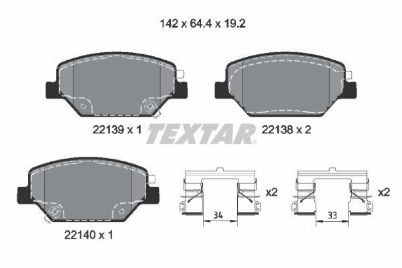 TEXTAR Bremsbelagsatz, Scheibenbremse 2213901