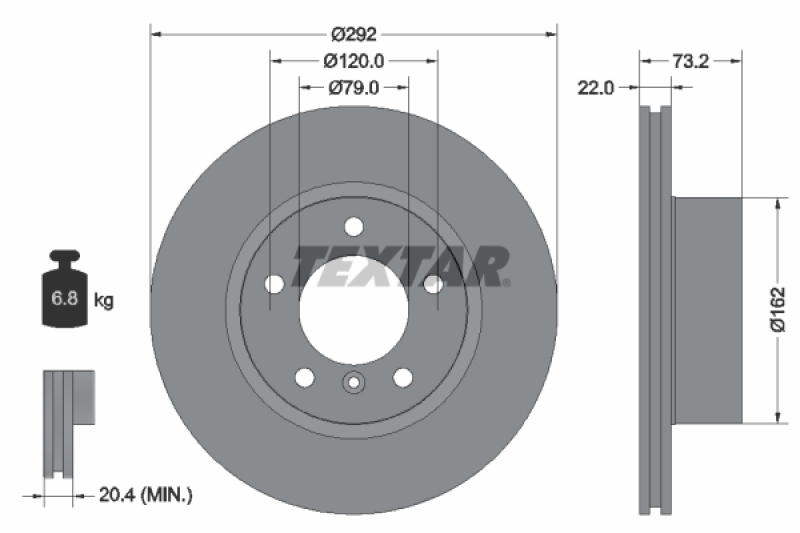 2x TEXTAR Bremsscheibe PRO+