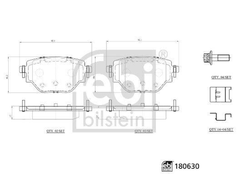FEBI BILSTEIN Bremsbelagsatz, Scheibenbremse 180630