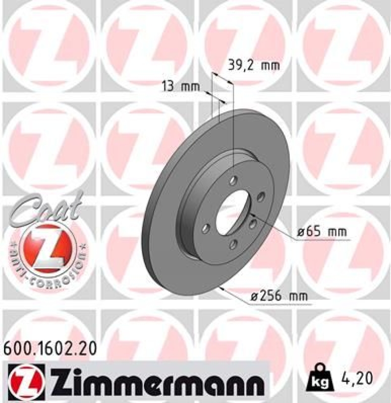 2x Zimmermann Bremsscheiben Coat Z Ø256mm Vorne passend für VW Golf 3 1H1 1.8 4 600.1602.20