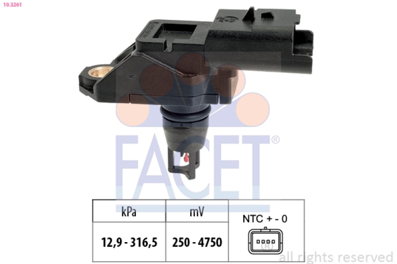 FACET Luftdrucksensor, Höhenanpassung Made in Italy - OE Equivalent