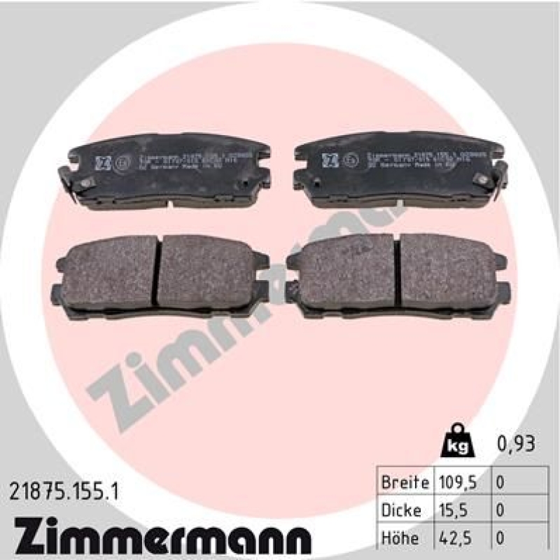 ZIMMERMANN Brake Pad Set, disc brake