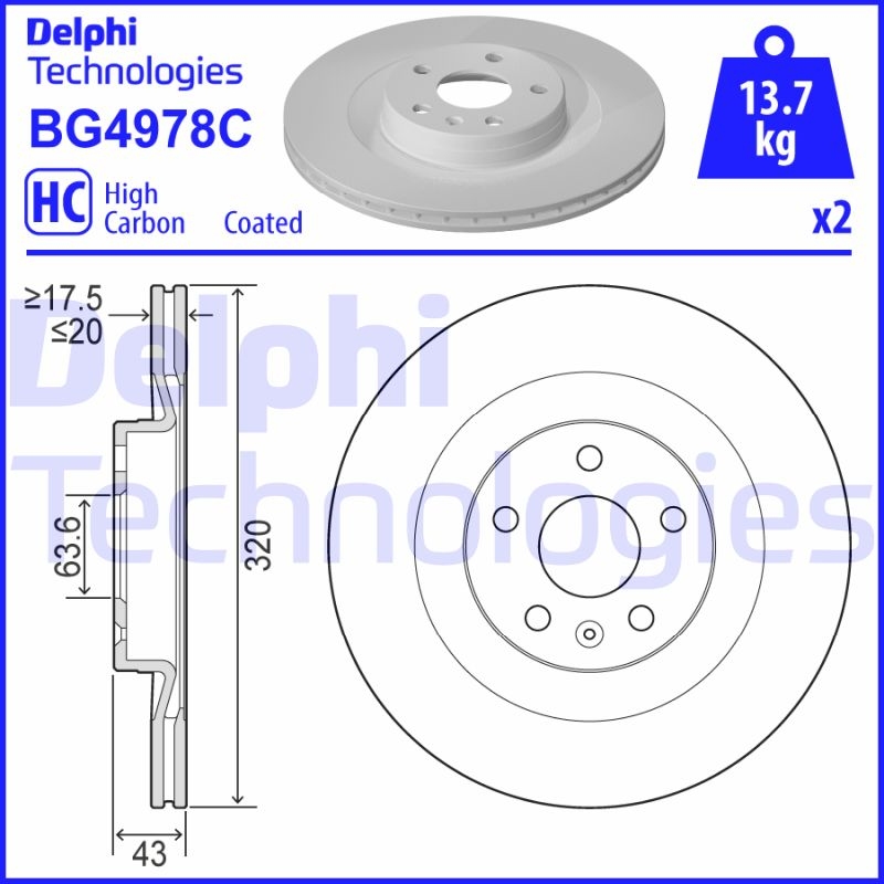 2x DELPHI Bremsscheibe