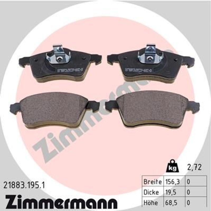 ZIMMERMANN Brake Pad Set, disc brake