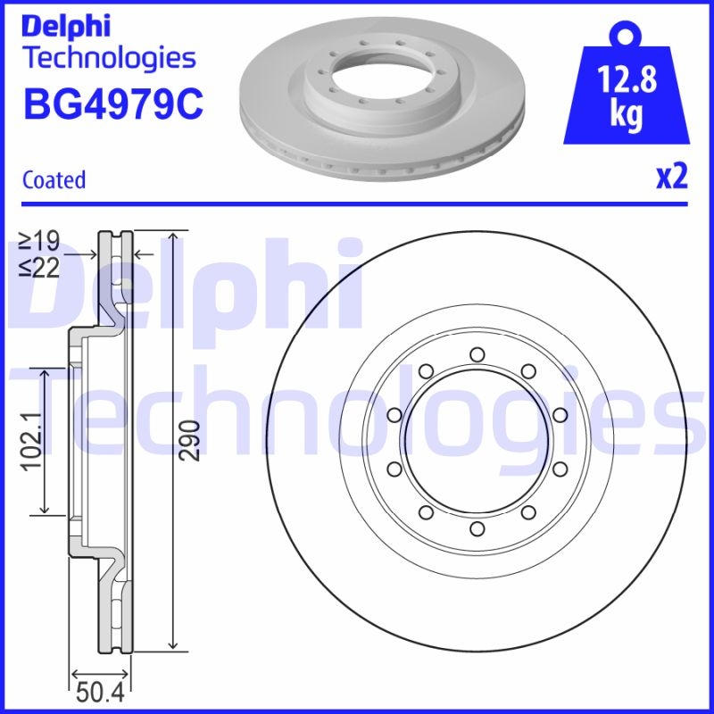 2x DELPHI Bremsscheibe