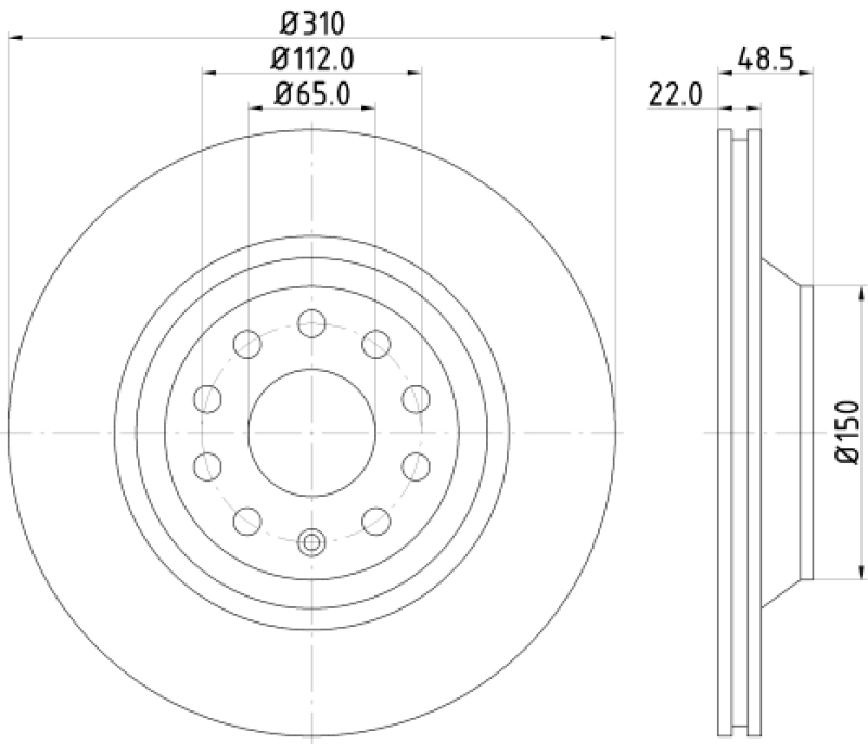 2x HELLA Brake Disc PRO