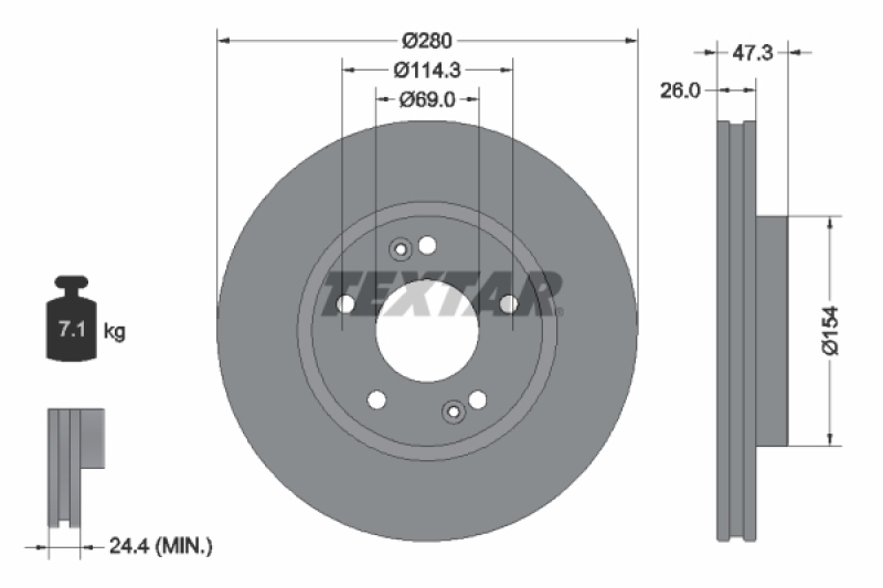 2x TEXTAR Bremsscheibe PRO+