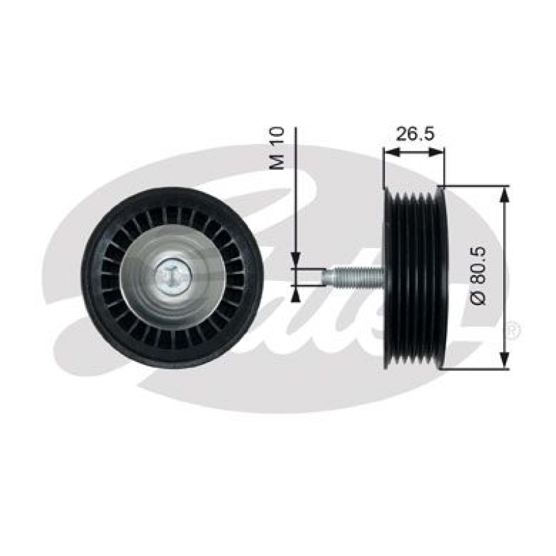 GATES Deflection/Guide Pulley, V-ribbed belt DriveAlign®