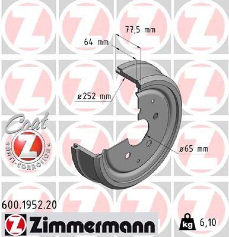 2x ZIMMERMANN Brake Drum COAT Z