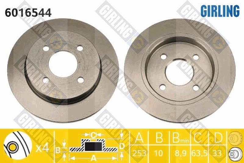 2x GIRLING Brake Disc