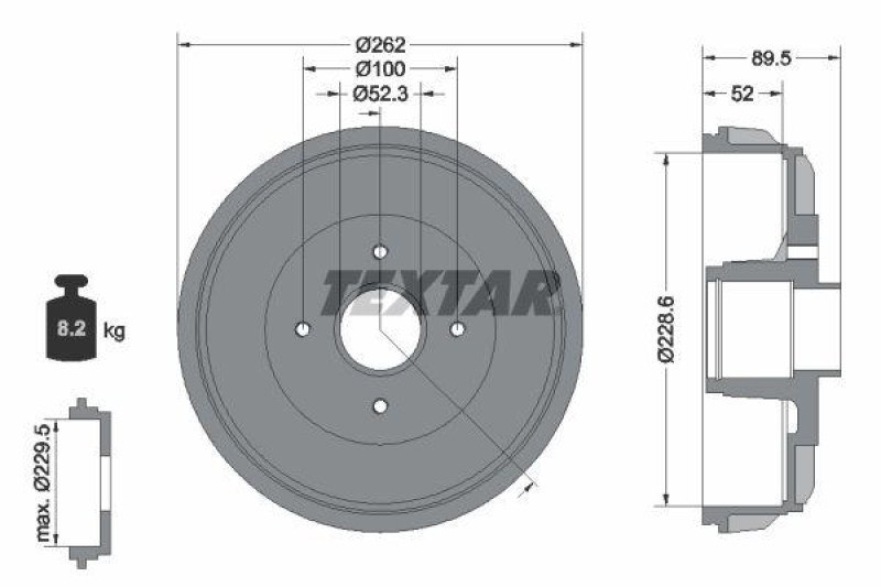 2x TEXTAR Bremstrommel