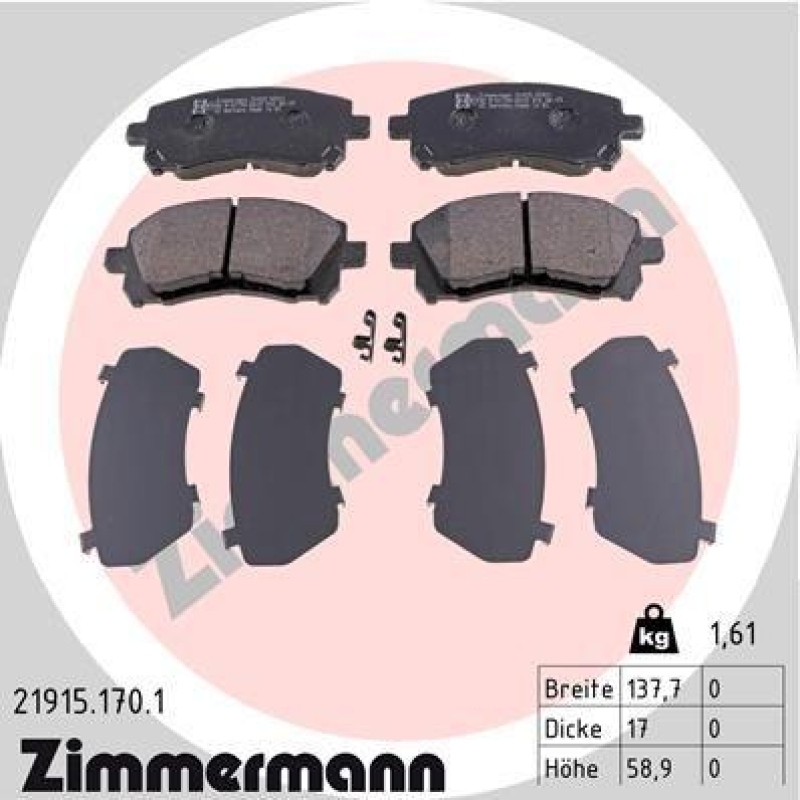 ZIMMERMANN 4x Bremsbeläge Bremsbelagsatz 21915.170.1