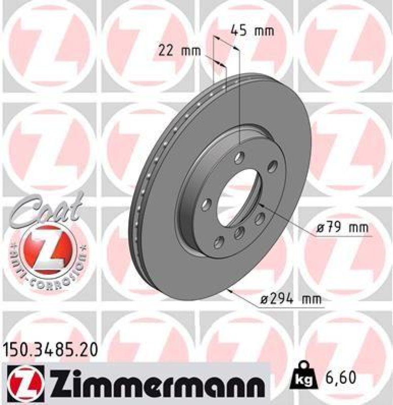 2x Zimmermann Bremsscheiben Coat Z Ø294mm Vorne passend für Mini Countryman All4 150.3485.20