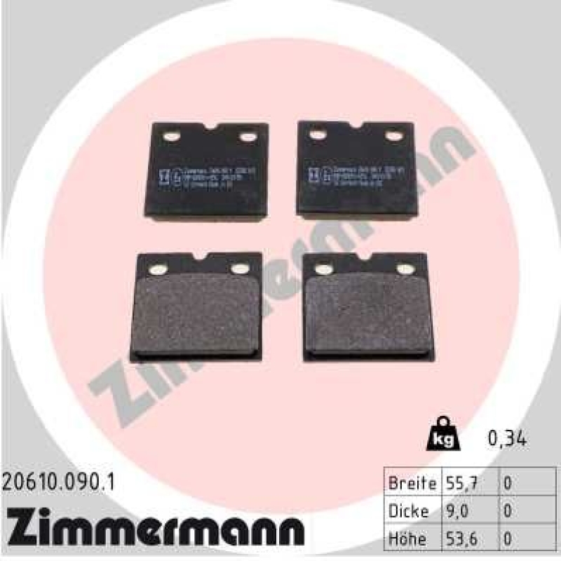 ZIMMERMANN Brake Pad Set, disc parking brake