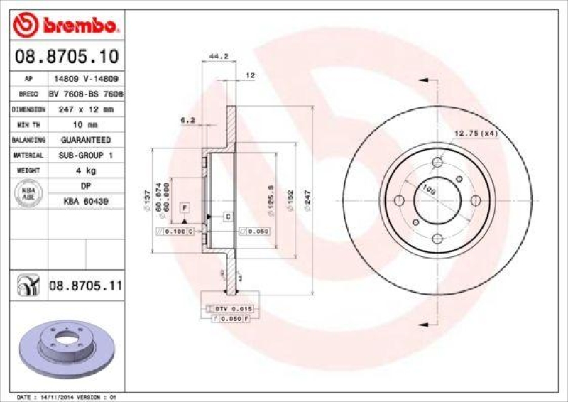 Brembo Bremsscheiben 247mm + Bremsbeläge Vorne passend für Opel Agila Suzuki R+