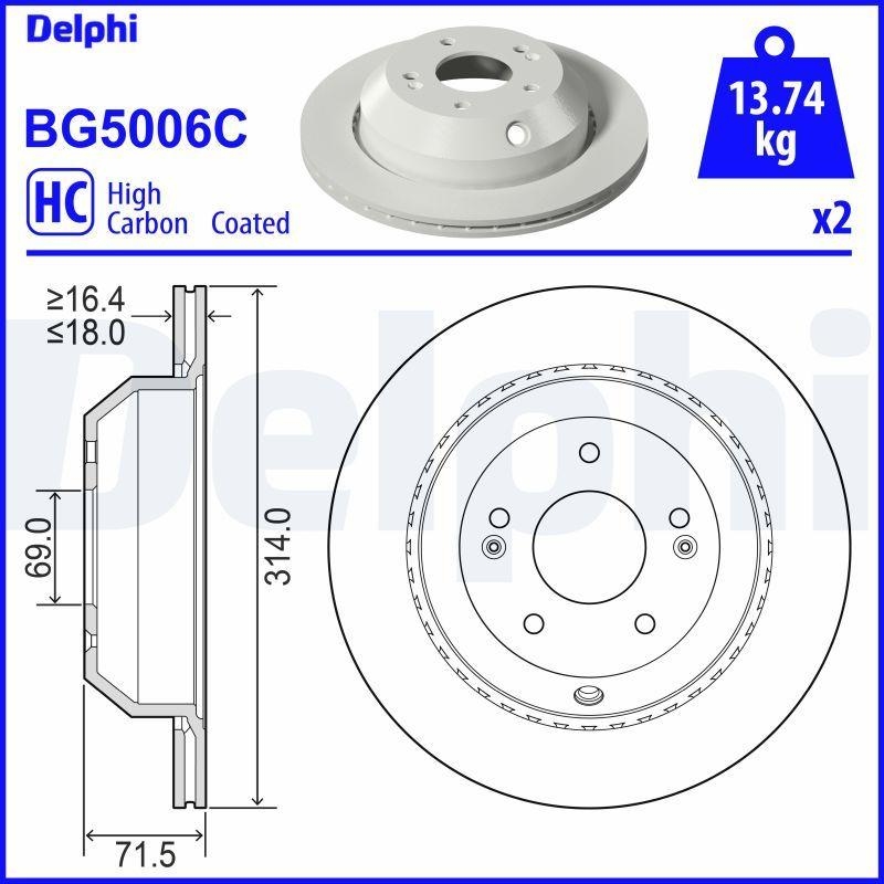 2x DELPHI Bremsscheibe BG5006C