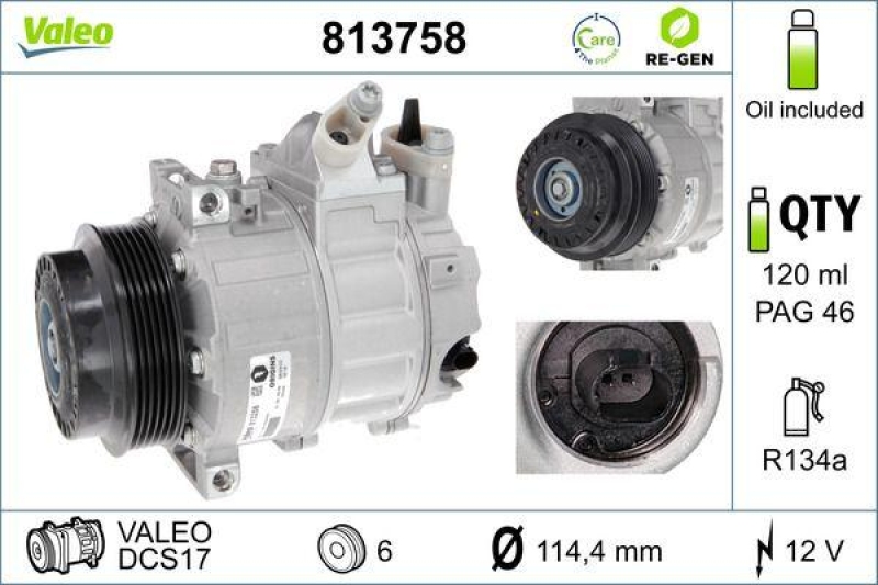 VALEO Kompressor, Klimaanlage VALEO RE-GEN - AT 813758