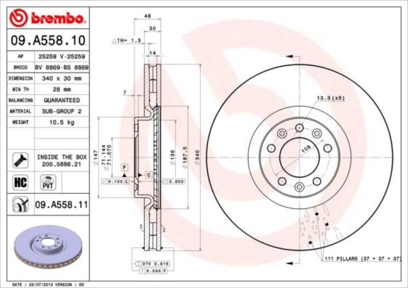 2x BREMBO Brake Disc PRIME LINE - UV Coated