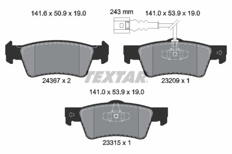 TEXTAR Brake Pad Set, disc brake Q+