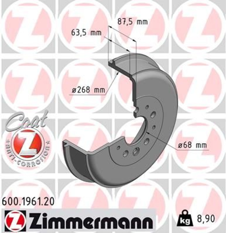 2x ZIMMERMANN Brake Drum COAT Z