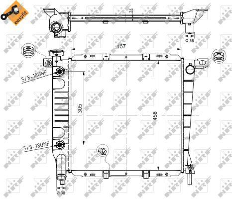 NRF Radiator, engine cooling EASY FIT