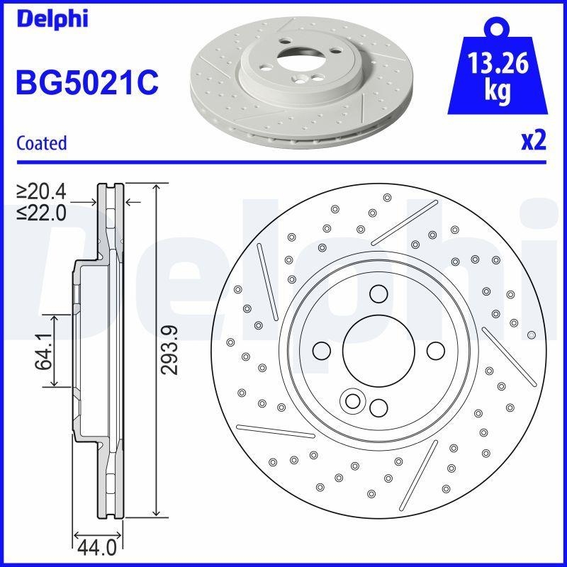 2x DELPHI Bremsscheibe BG5021C