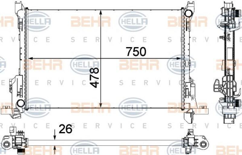 HELLA Kühler, Motorkühlung BEHR HELLA SERVICE *** PREMIUM LINE ***