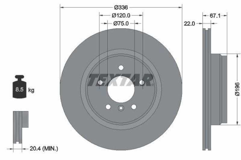 2x TEXTAR Bremsscheibe PRO 92137903