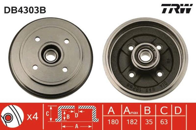 2x TRW Brake Drum