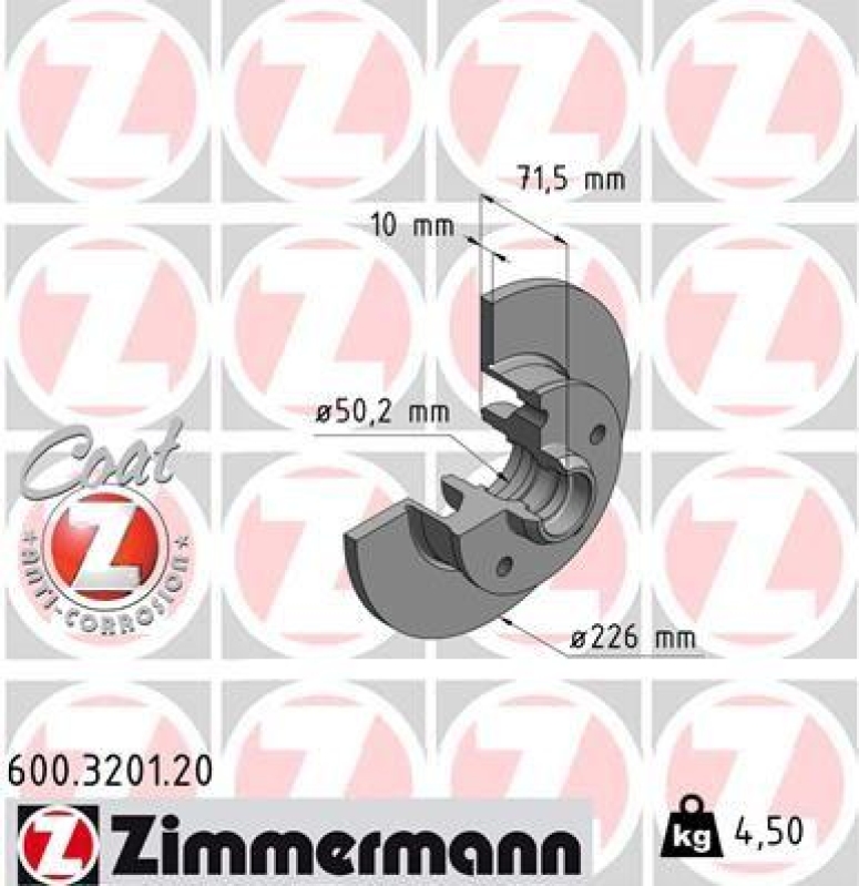 2x Zimmermann Bremsscheiben Coat Z Ø226mm Hinten passend für VW Golf 3 1H1 Vento 600.3201.20
