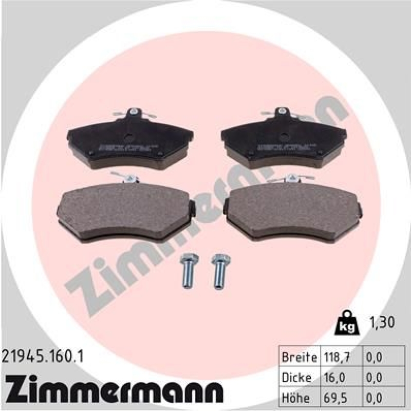 ZIMMERMANN Bremsbelagsatz, Scheibenbremse