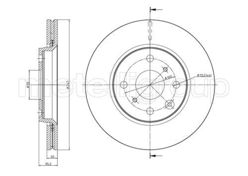 2x METELLI Brake Disc
