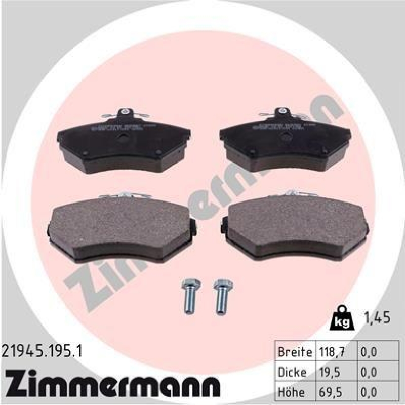 ZIMMERMANN Brake Pad Set, disc brake